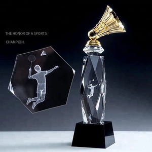 Honneur de cristal Meilleure vente Nouveau Design <span class=keywords><strong>Badminton</strong></span> 3d Gravure Logo Sports Crystal Awards Trophy - Product Image 3