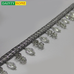 Chine Fringe <span class=keywords><strong>Rideau</strong></span> Conception <span class=keywords><strong>Carré</strong></span> Dentelle Perlée Fringe - Product Image 5