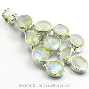 Colgante de piedras preciosas de Plata de Ley 925 hecho a mano, colgante de piedra lunar arcoíris, joyería fina, colgantes y dijes, collar, última joyería de moda - Product Image 2