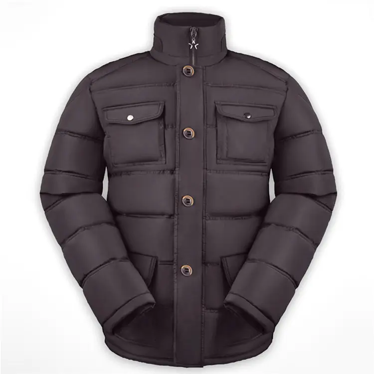 Custom waterproof winter warm brand black polyester cotton goose feather puffer mens coat down jacket