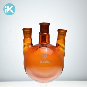 Cristalería de laboratorio ámbar tierra estándar de la boca 1000 ml cuatro cuellos hirviendo frasco proveedor - Product Image 1