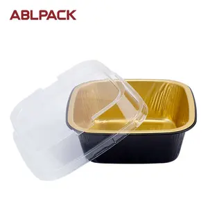 ABLPACK pişirme paketi 280ml 9oz kare tek kullanımlık alüminyum folyo kalıp gıda tepsileri havayolu kapları pişirme kek bardak