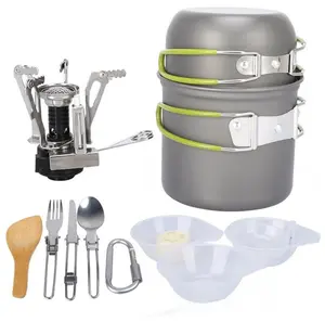 Outdoor Wandern Kochgeschirr Set Back packing Kochen Picknick Schüssel Topf Pfanne Set Camping Kochgeschirr Mess Kit