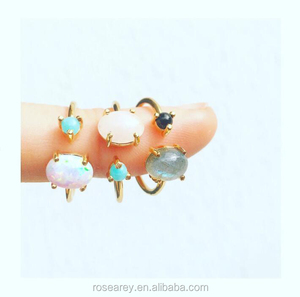 De pequeñas piedras preciosas fabricante de joyería delicada <span class=keywords><strong>piedra</strong></span> de color, las mujeres dama ajustable abierta turquesa y <span class=keywords><strong>anillo</strong></span> de ópalo - Product Image 3
