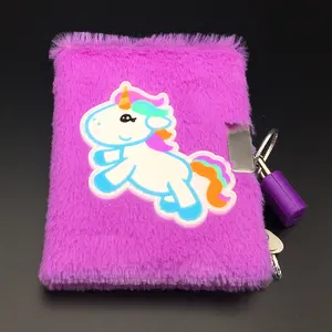 Hardcover Unicorn Plush Journal Notebook With Lock And Key