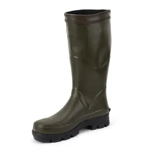 New Style Stylish With Buckle Design Long Knee High Waterproof Perfect Field Natural Rubber Rain Boot Man Gumboots Wellies Boots