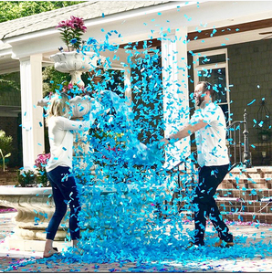 Gender-Reveal-Konfettikanonen Party-Poppers in Rosa oder Blau mit individuellem Konfetti - Product Image 5
