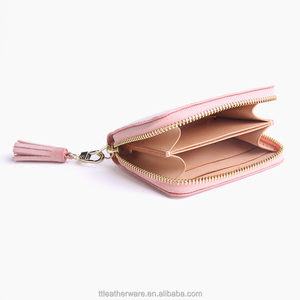 Cute Women Pink ICED Wax Cow Leather <b>Wallet</b> with Tassel - Product Image 1