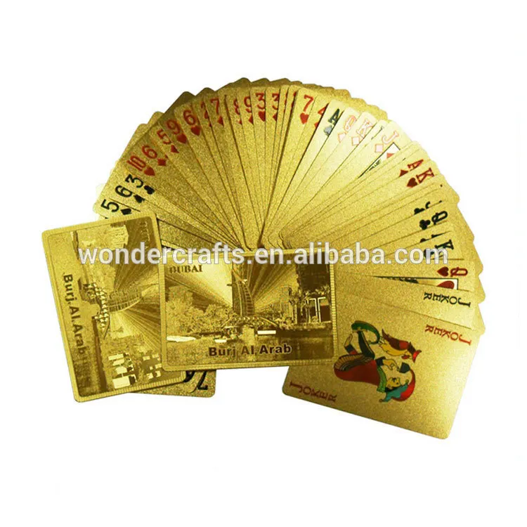 عجب أعلى جودة الذهب أوراق اللعب تصاميم دبي برج العرب البلاستيك مختلف بطاقات البوكيمون مخصصة