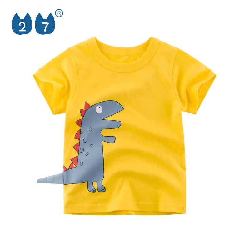 Camiseta de cuello redondo de alta moda para niños con estampado de dinosaurio lindo bebé