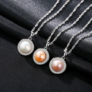 LUOTEEMI Classic 925 Sterling Silver Fine Jewelry 9-9.5ミリメートルPearls Large Natural Freshwater Mother Pearl Necklace