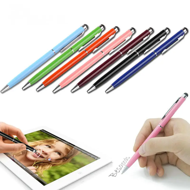 Pensil Stylus 2 In 1, Tablet Ujung Tipis Kapasitif Pena Layar Sentuh Pensil Catatan Pena Sentuh