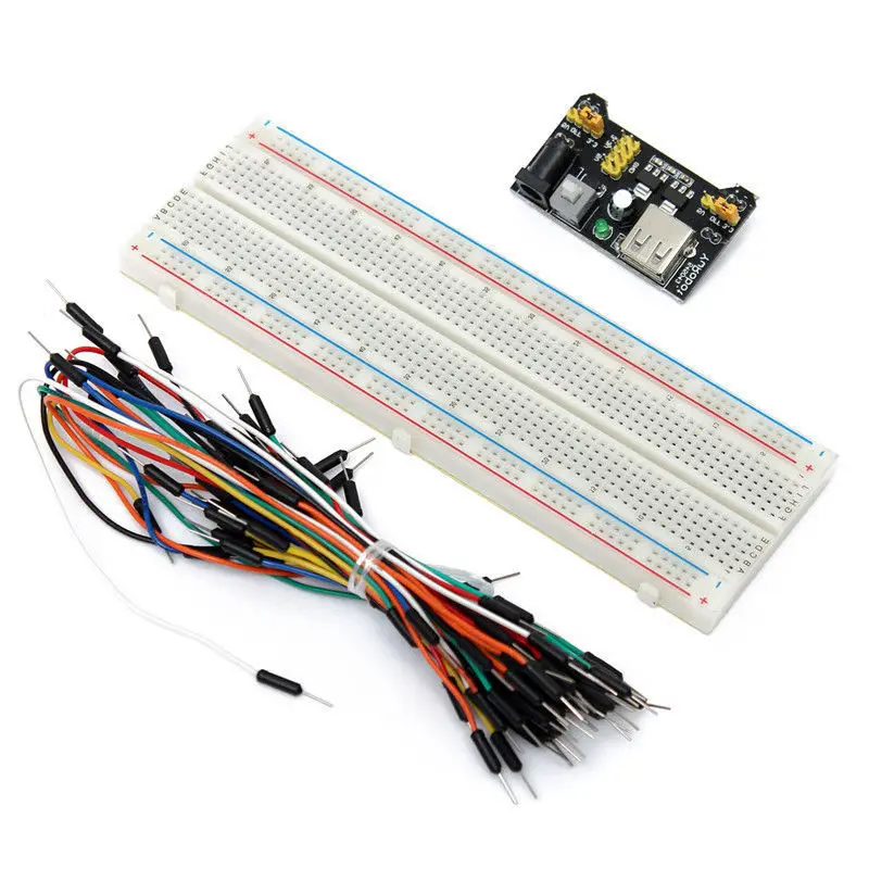 DIY KIT Protoboard Prototype Breadboard Solderless MB102 Power Supply Module 3.3V 5V + Breadboard 830 Point + 65PCS Jumper Cable