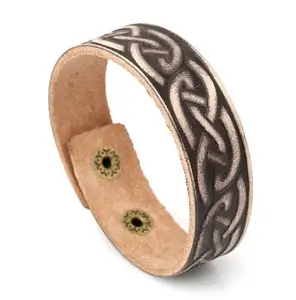 PK078 Thời Trang Knot Celtic Điều Chỉnh Snaps Nút Cuff Vòng Đeo Tay Da Handmade Amulet Men Của Viking Jewelry Pulseira Masculina