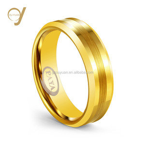 새로운 디자인 높은 광택 8mm 넓은 14K 18K 21k 골드 도금 사우디 골드 텅스텐 반지 보석 - Product Image 6