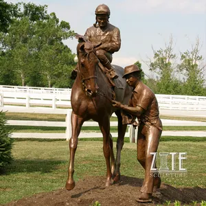 도매 골동품 brass bronze 말 sculpture 동상 와 man