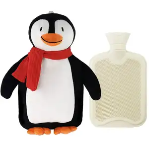 Housse de bouteille d'eau chaude en peluche, nouveau, OEM, motif de pingouin, sac d'eau chaude