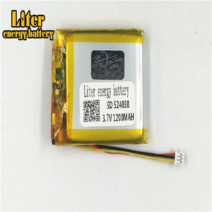 Socket 1.25-3 P 3.7 V 524038 1200 mah lipo battery Rechargeable solar li ion polymer lithium battery with PCM - Product Image 2