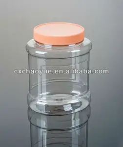 Pote de biscoito de plástico transparente com parafuso de vedação