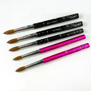 De calidad superior rosa y negro mango de Metal 100% puro pelo <span class=keywords><strong>Kolinsky</strong></span> redondo acrílico arte de uñas cepillo Japón <span class=keywords><strong>Kolinsky</strong></span> - Product Image 2