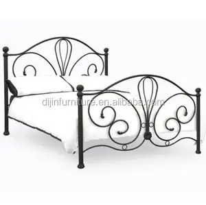 Hot Selling European Bedroom Furniture Wrought Iron Bed Cheap Iron Double Bed Design