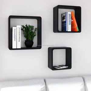 Set <span class=keywords><strong>3</strong></span> Dekorasi kubus persegi rak dinding untuk rak mandi kayu - Product Image 3