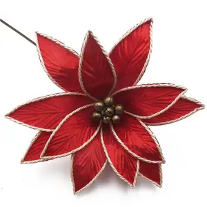 Tessuto rosso artificiale poinsettia per l'albero di natale Polyarts handmade fancy poinsettia