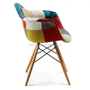 Retro patchwork tecido cadeiras com pernas de madeira sala de estar móveis bar do vintage
