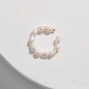<span class=keywords><strong>Orecchini</strong></span> a Polsino Regolabili in Ottone Placcato Oro con Perla, Fatti a Mano per Donne - Product Image 1