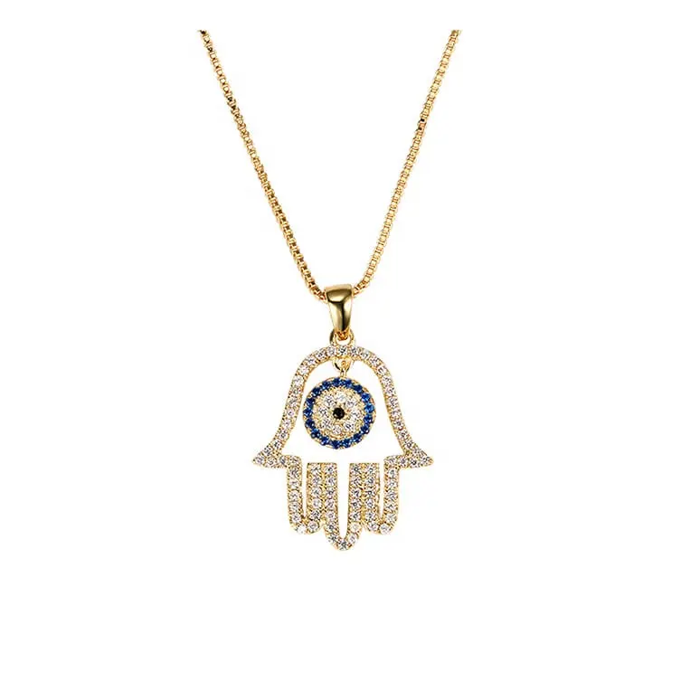 925 silver blue sapphire hamsa choker ketting oem