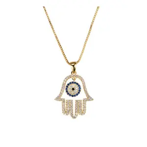 925 silver blue sapphire hamsa choker necklace oem