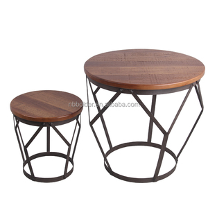 Fournisseur chinois de tables basses hexagonales en métal rondes de style vintage américain du milieu du siècle, lot de 2, pour la décoration de la maison - Product Image 5