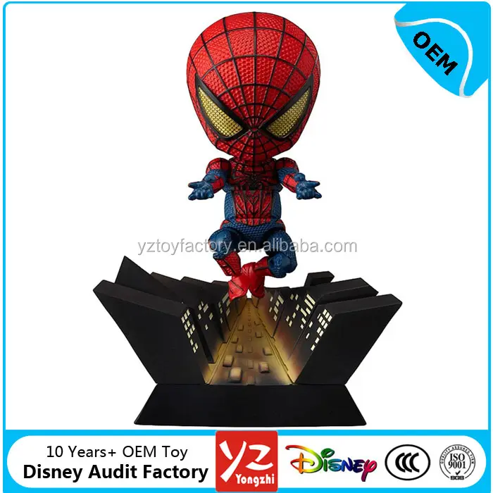 Benutzerdefinierte Spider Man Großen Kopf Action Figure Kunststoff Miniatur Menschliche Figur Modell OEM Hersteller