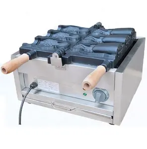 Gaufrier électrique en forme de poisson en acier inoxydable, neuf, machine pour gaufres poisson taiyaki à bouche ouverte