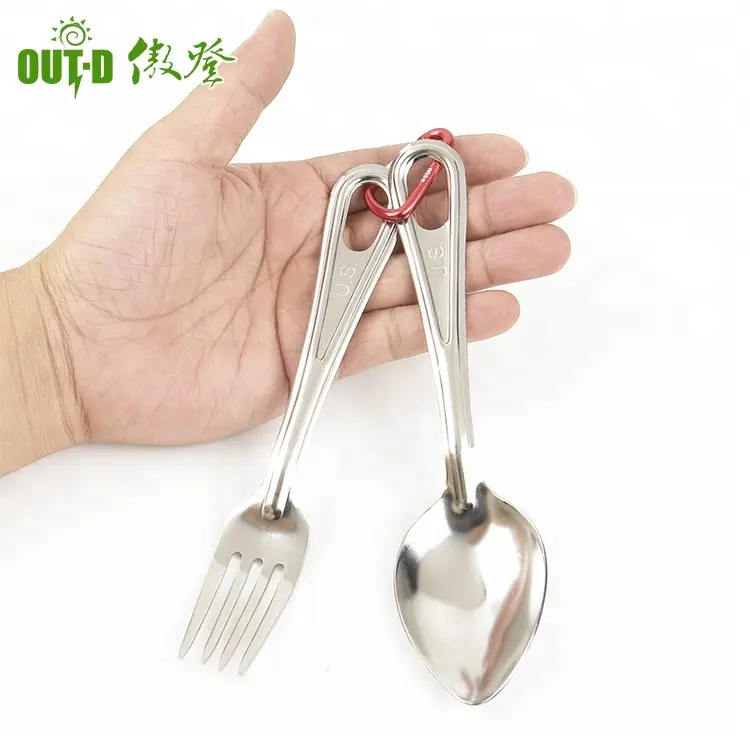 2 in 1 fork spoon outdoor picnic camping portable cutlery set camping set