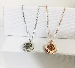 Collier pendentif circulaire avec inscription « Je t'aime » en 100 <span class=keywords><strong>langues</strong></span>, plaqué argent et or rose, tendance 2021, haute qualité - Product Image 3