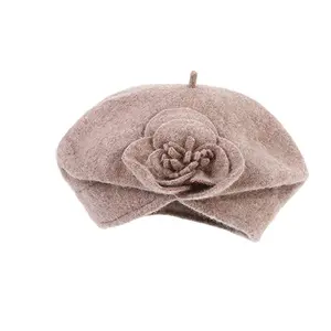 Chapeau Cloche en laine pour femme, béret style Vintage à motif Floral, collection hiver 100%