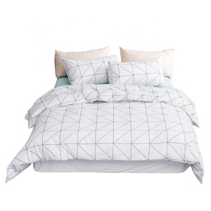 Bed Four <strong>Sets</strong> <strong>Black</strong> White Checks <strong>Duvet</strong> Geometry Pattern Alternative Comforter Quilt - Product Image 1