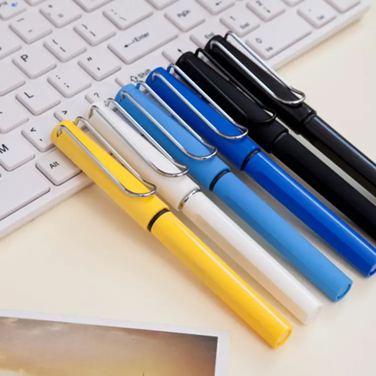 Özelleştirilmiş logo baskı promosyon toplu viyolonsel jel kalemler 0.5mm 0.7mm mavi jel kalem