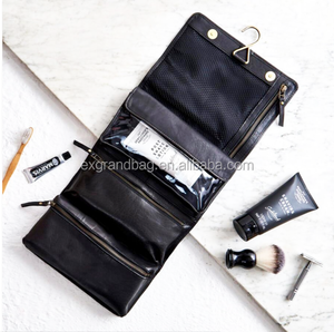 Hot Selling Pu Leather Shave Dopp Kit Travel <strong>Hanging</strong> Toiletry <strong>Wash</strong> <strong>Bag</strong> - Product Image 4