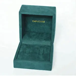 Popular Handmade Suede Fabric Velvet Packaging Double Ring Box