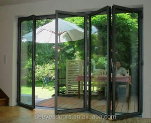 Seeyesdoor de alta calidad plegable sin marco de puerta de entrada de vidrio puertas de acordeón para balcón - Product Image 2
