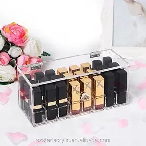 Acryl Lippenstift Organizer Mit Deckel Staub dicht Lucite Lip gloss Halter