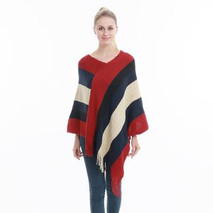 Vrouwen Groothandel Nieuwe Mode Plus Size Kleur Blok Omzoomd Trui Cape - Product Image 4