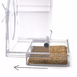 Clear Acrylic Large Window <strong>Bird</strong> <strong>Feeder</strong> with Sliding Feed <strong>Tray</strong> - Product Image 4