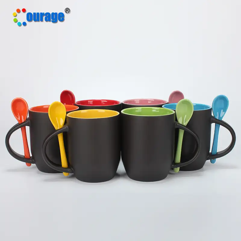 11oz Blank Colorful inner Magic Sublimation Coffee Mug with Spoon