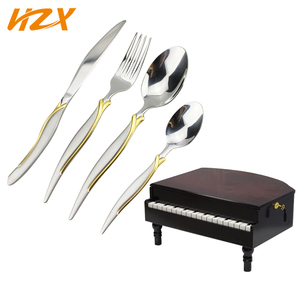 Cubertería de acero inoxidable cubiertos de lujo 86 128 unids láser cubiertos con caja de Piano - Product Image 1