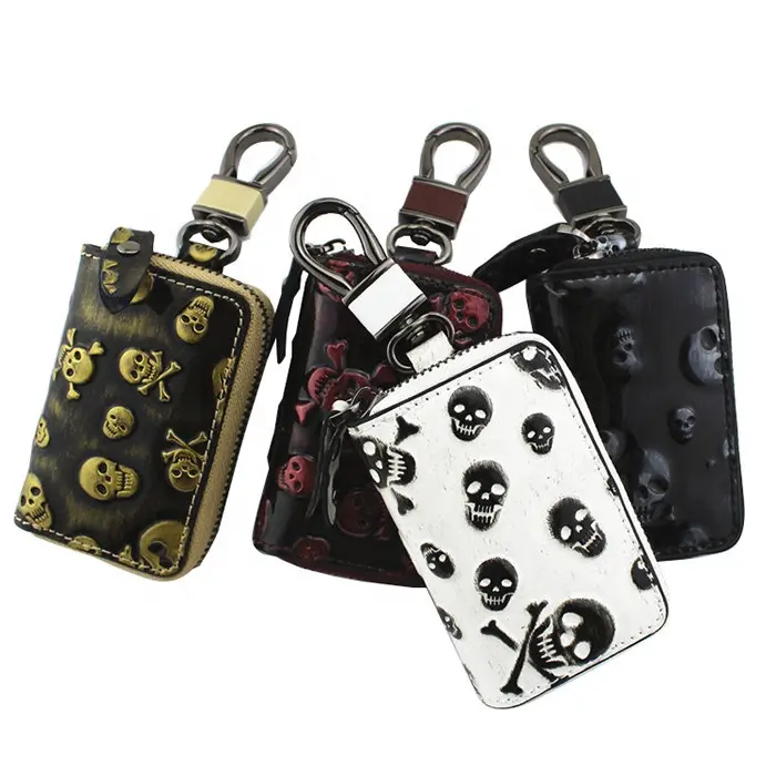 Moda Vera Pelle di vacchetta Car Key Pouch Zip Unisex Sacchetto di Chiave Dell'automobile Con Anello Chiave Dell'automobile