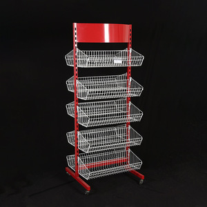 Có thể tháo rời siêu thị hai mặt cửa hàng tiện lợi Kim Loại dây giỏ hiển thị đứng - Product Image 2