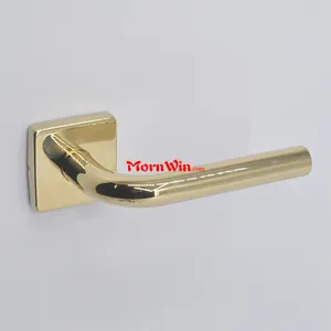 Polished PVD Stainless Steel Tube Lever Door Handle on Square Rose